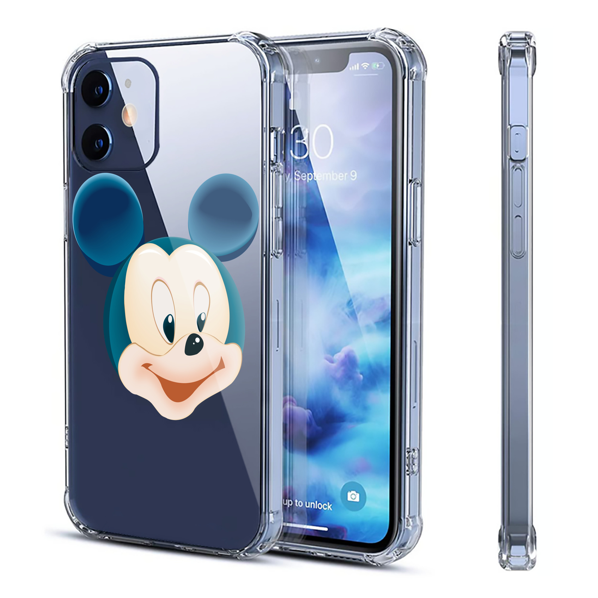 （画像用） ミッキーマウス Mickey Mouse 【iPhone 12シリーズ対応】透明スマホケース（クリアソフトケース）